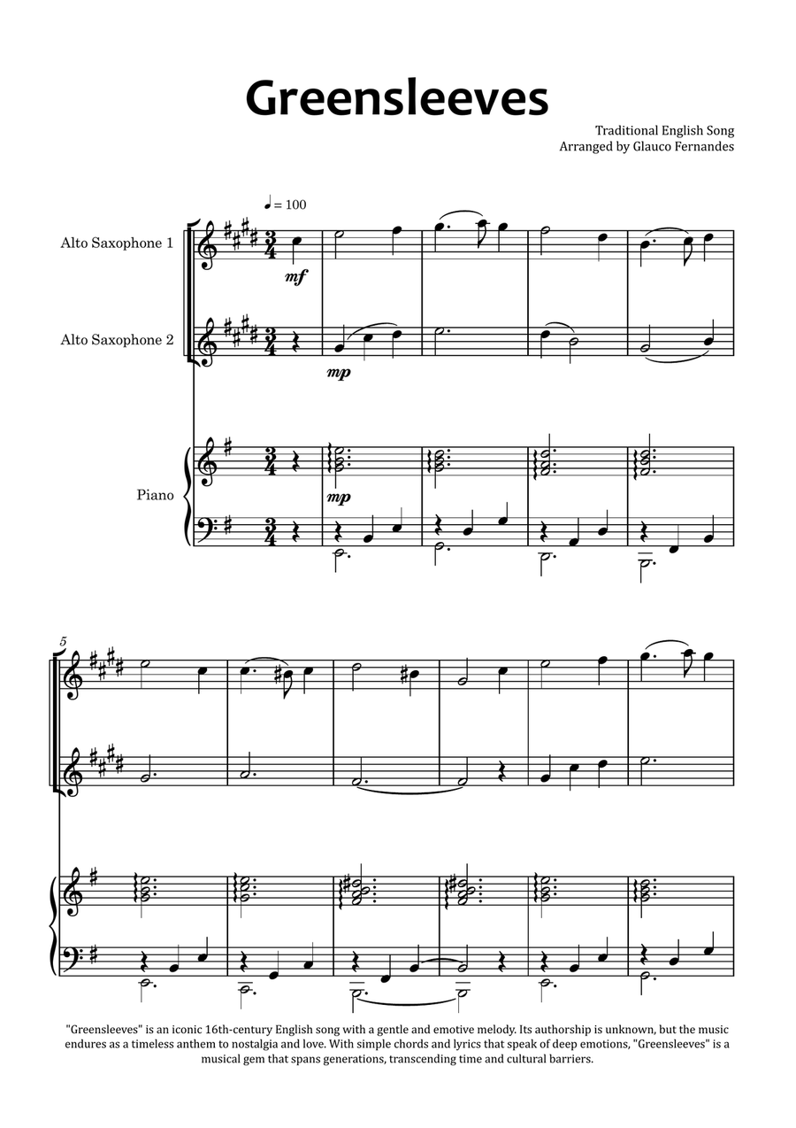 Greensleeves Woodwind Duet scores gallery preview page 1