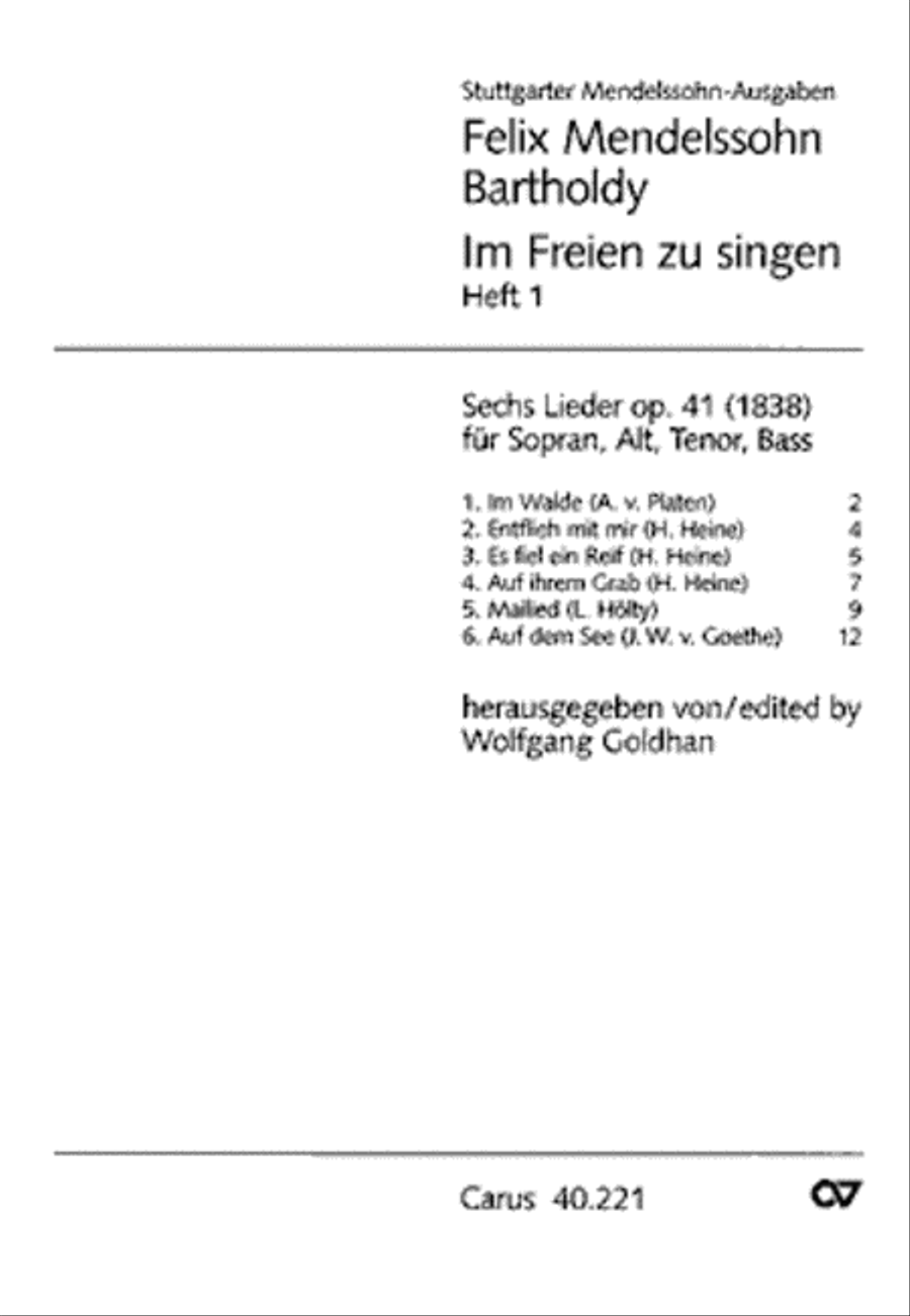 Im Freien zu singen (Heft 1) Choir scores gallery preview page 1
