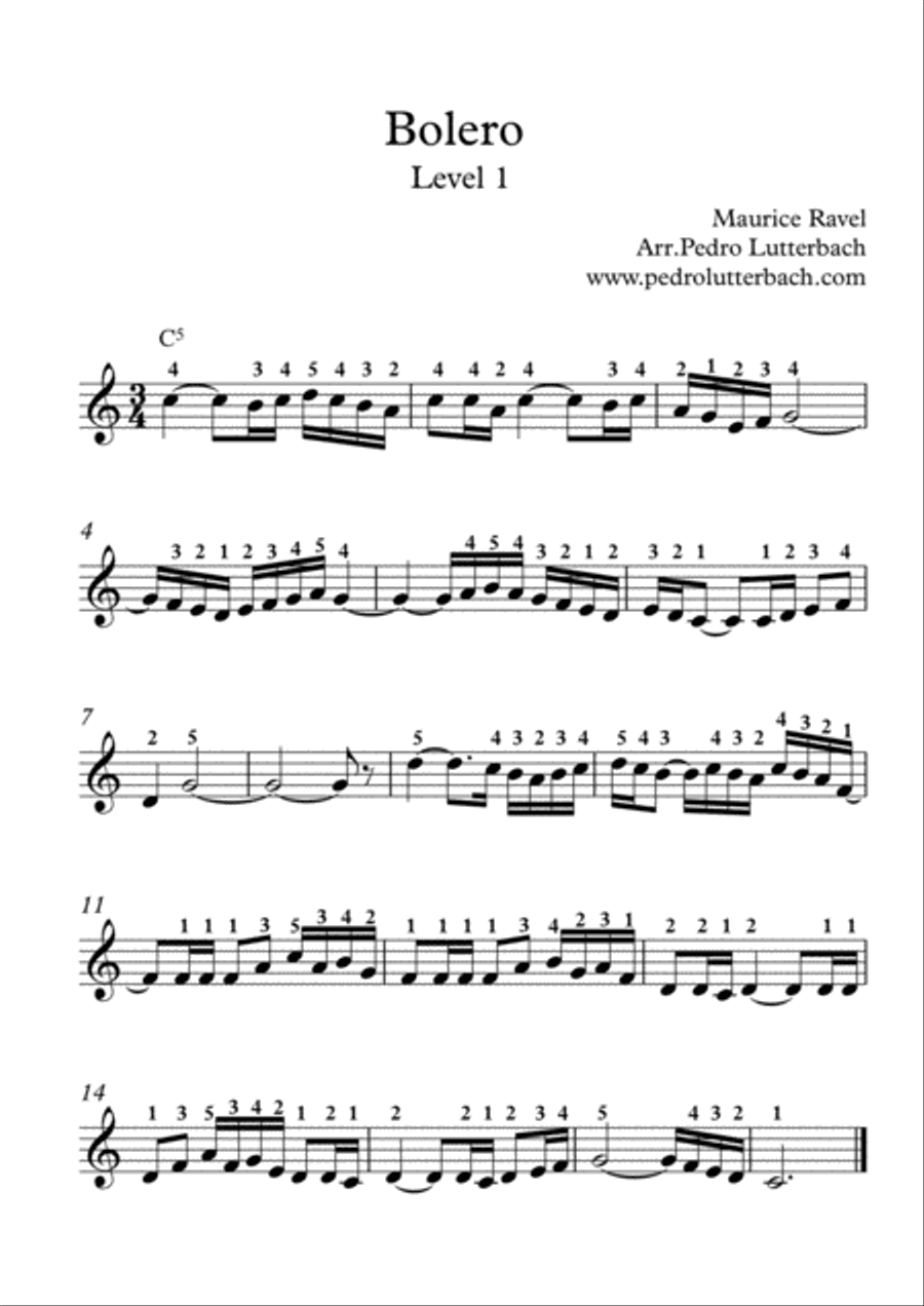 Bolero Easy Piano scores gallery preview page 1
