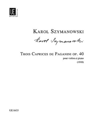Book cover for Caprices, 3, Op. 40, Violin/Piano