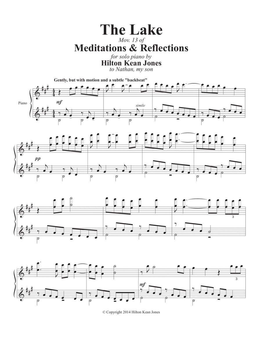 The Lake Piano Solo scores gallery preview page 1