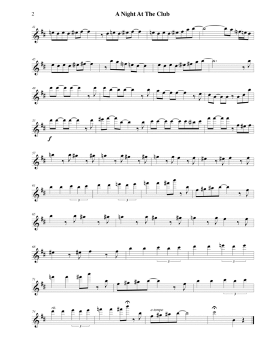 A Night At The Club - Tenor Sax and Piano Jazz Ensemble scores gallery preview page 4
