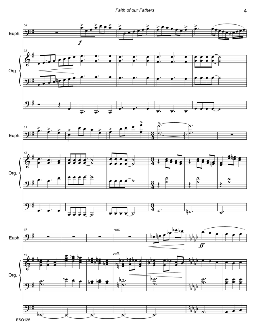 FAITH OF OUR FATHERS - Euphonium/Trombone Solo with Organ or Piano Accompaniment Brass Duet scores gallery preview page 4