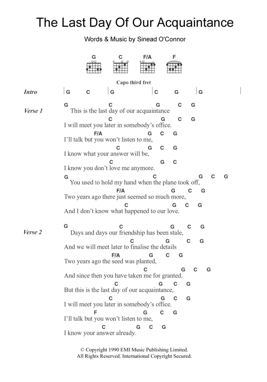 The Last Day Of Our Acquaintance Acoustic Guitar scores gallery preview page 1