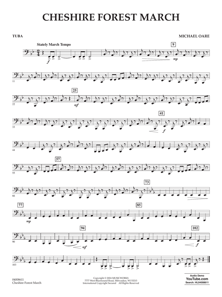 Cheshire Forest March - Tuba Concert Band scores gallery preview page 1