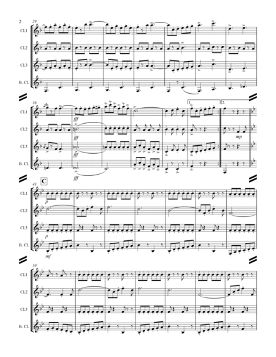 March - Semper Fidelis (for Clarinet Quartet) Clarinet Quartet scores gallery preview page 3