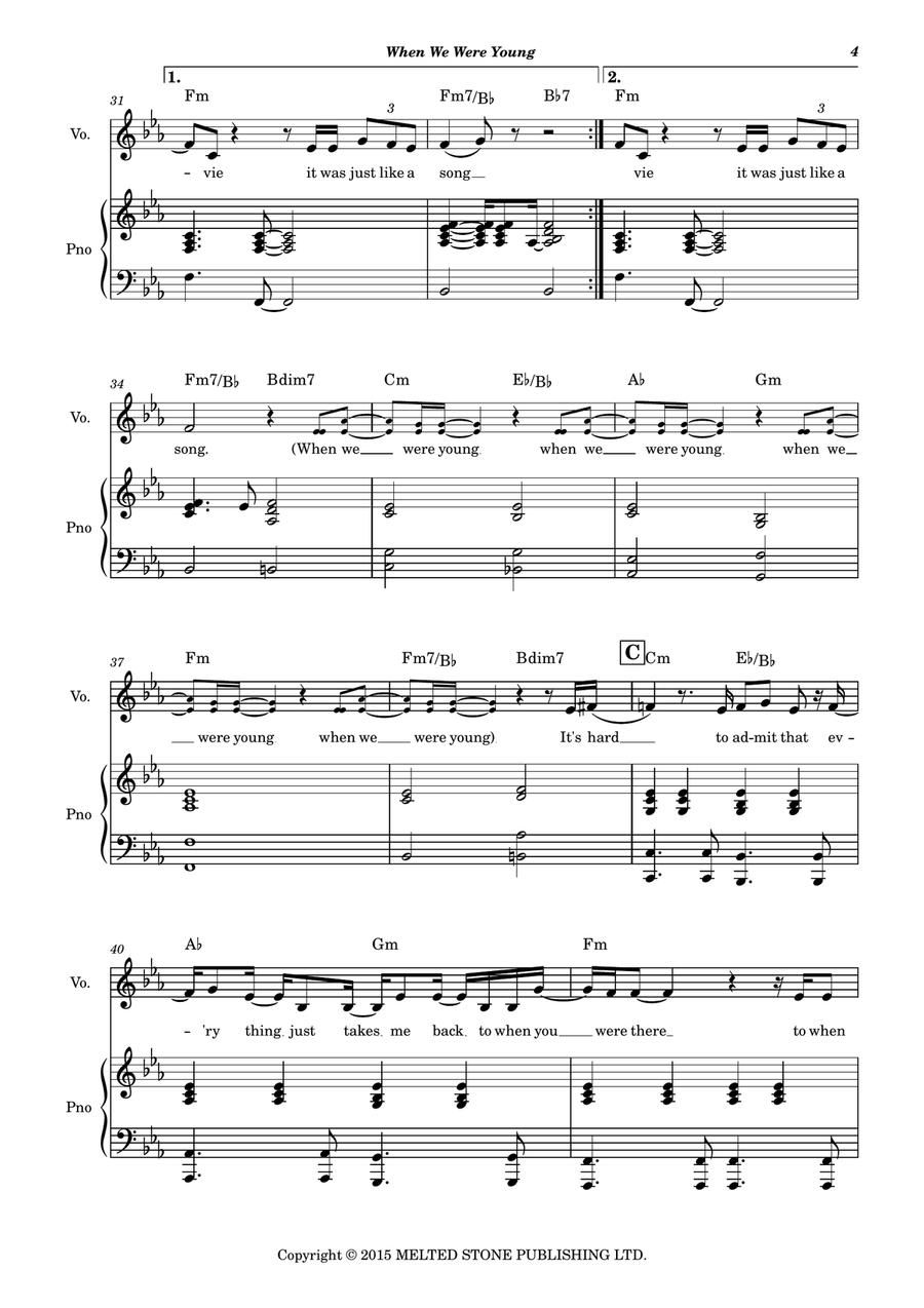 When We Were Young Piano, Vocal scores gallery preview page 5