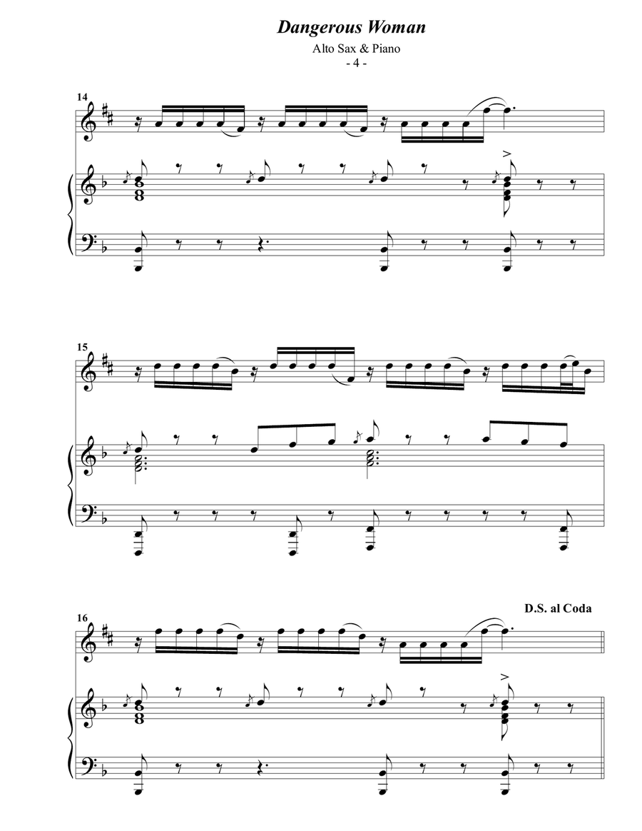 Dangerous Woman Alto Saxophone scores gallery preview page 4