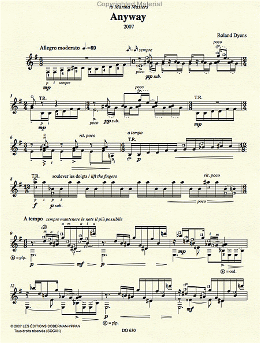Anyway Classical Guitar scores gallery preview page 2