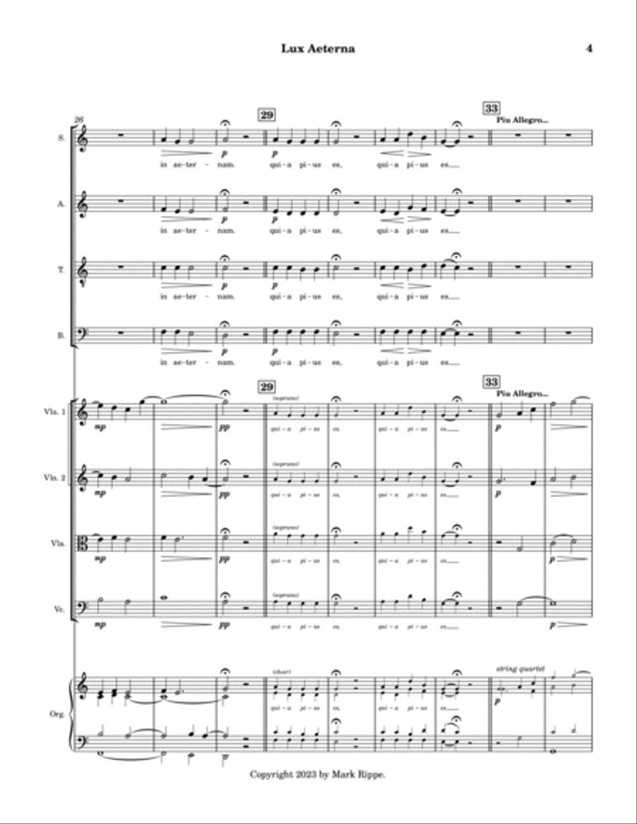 Lux Aeterna (StA C00190) 4-Part scores gallery preview page 5