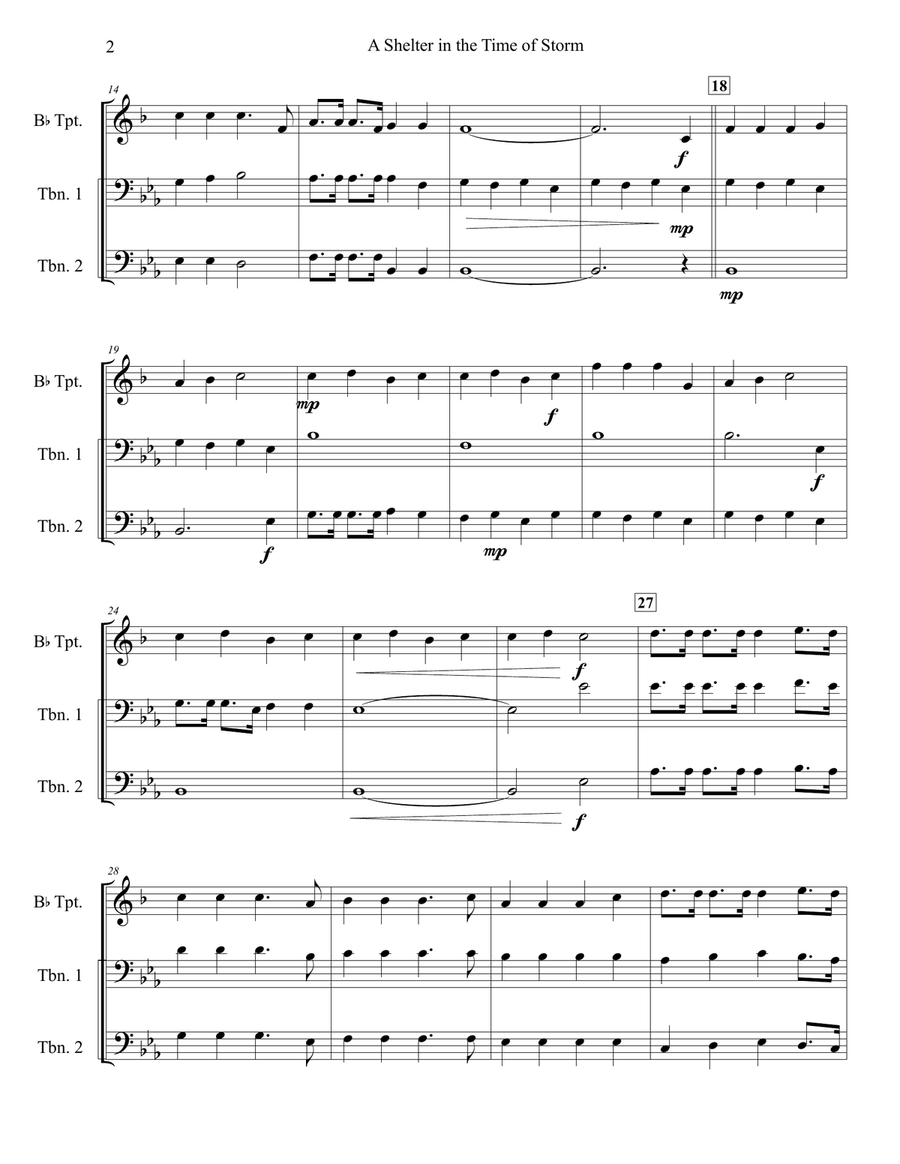 A Shelter in the Time of Storm - Brass Trio (trumpet, 2 trombones) Brass Trio scores gallery preview page 2