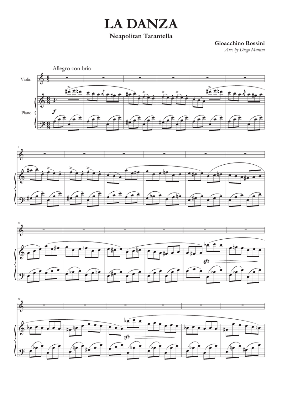 La Danza (Neapolitan Tarantella) for Violin and Piano Violin scores gallery preview page 1