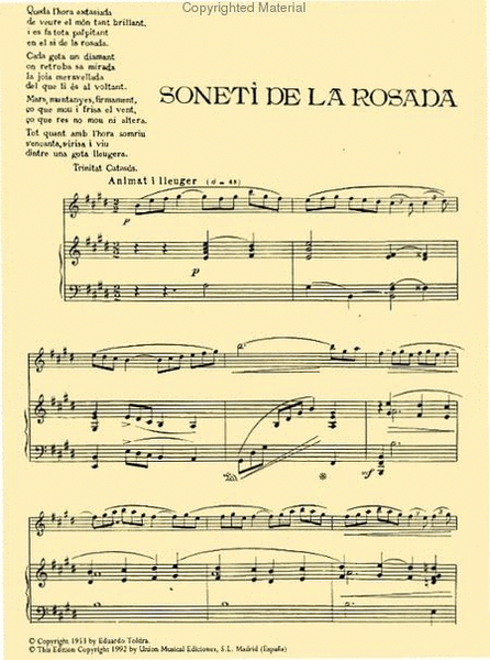 Eduardo Toldra: Seis Sonetos Volume 1