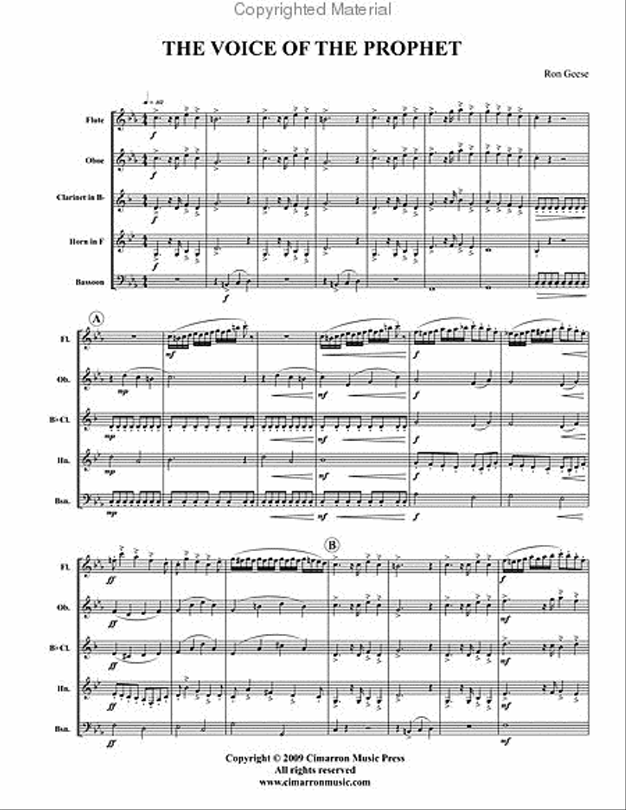 The Voice of the Prophet The Voice of the Prophet Woodwind Quintet scores gallery preview page 2