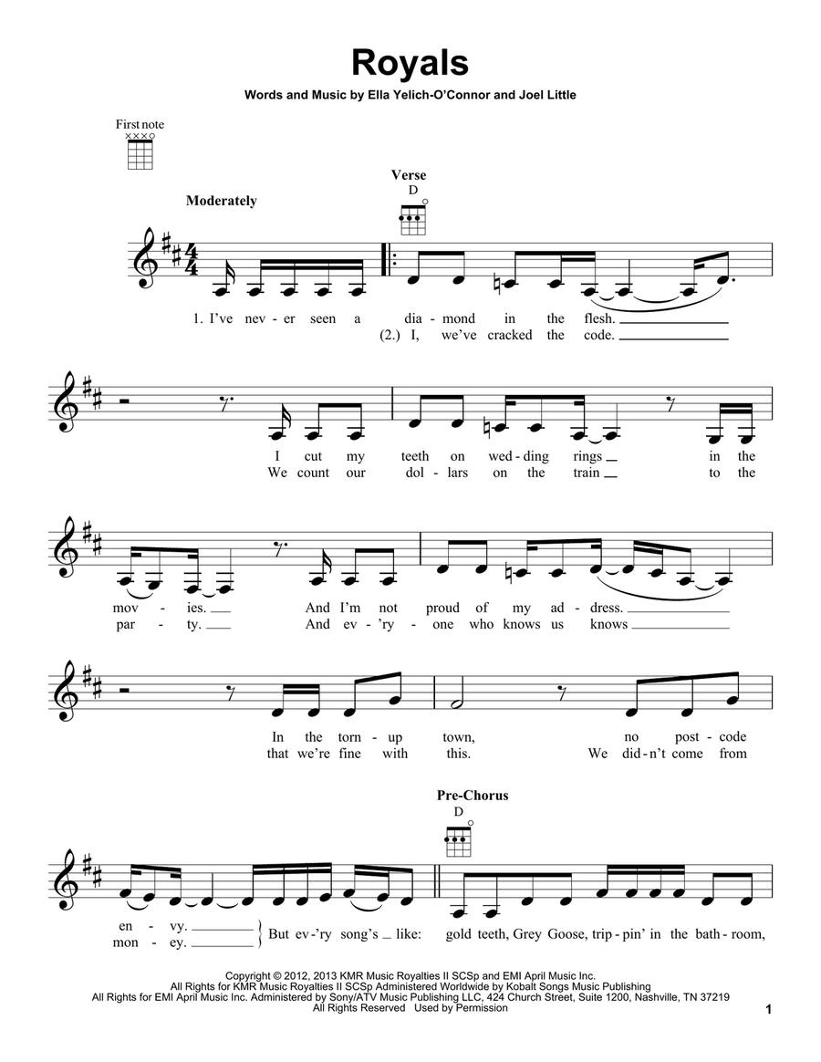 Royals Royals Ukulele scores gallery preview page 1