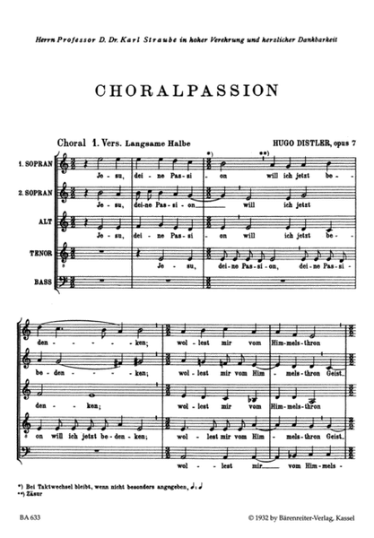 Choralpassion nach den vier Evangelien, Op. 7