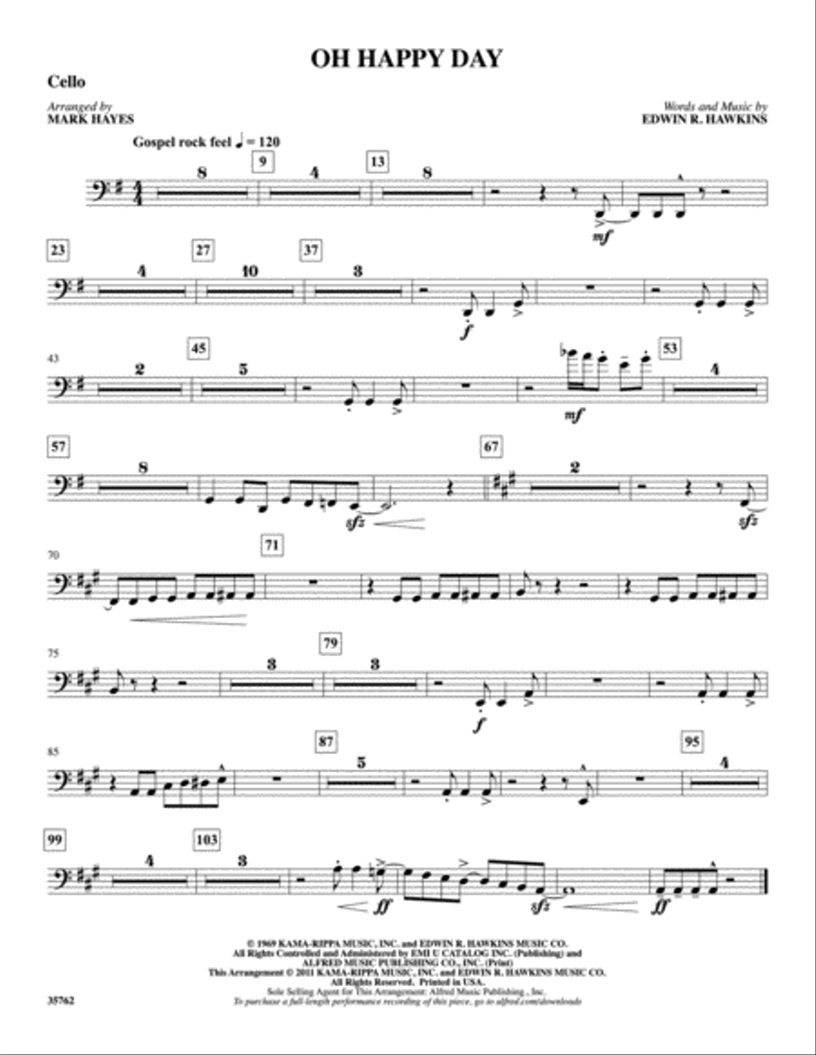 Oh Happy Day: Cello Part scores gallery preview page 1