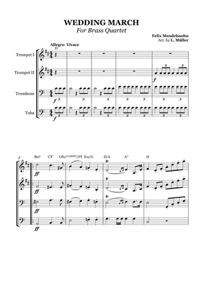 Wedding March - For Brass Quartet - With chords