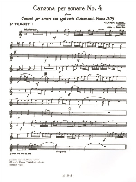 Canzona Per Sonare No.4 - Brass Quartet