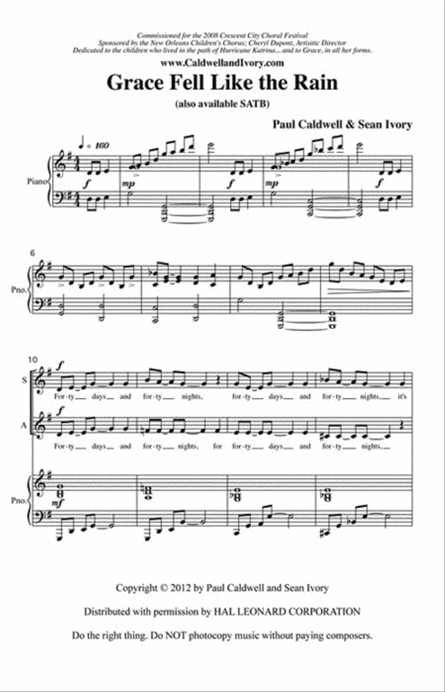 Grace Fell Like the Rain SSA scores gallery preview page 2