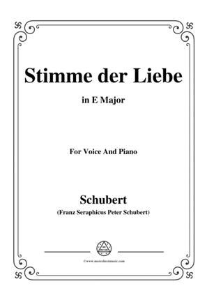 Book cover for Schubert-Stimme der Liebe,in E Major,for Voice&Piano