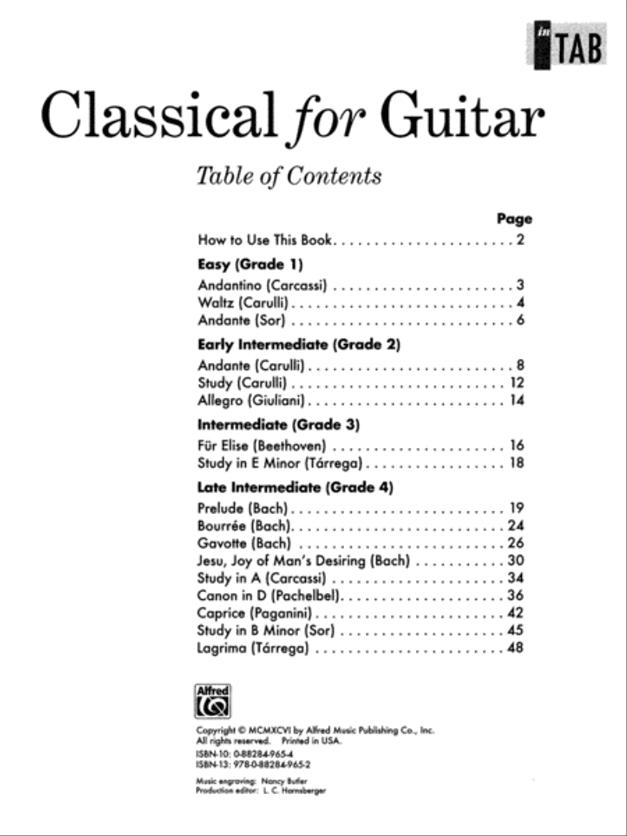 Classical for Guitar In TAB