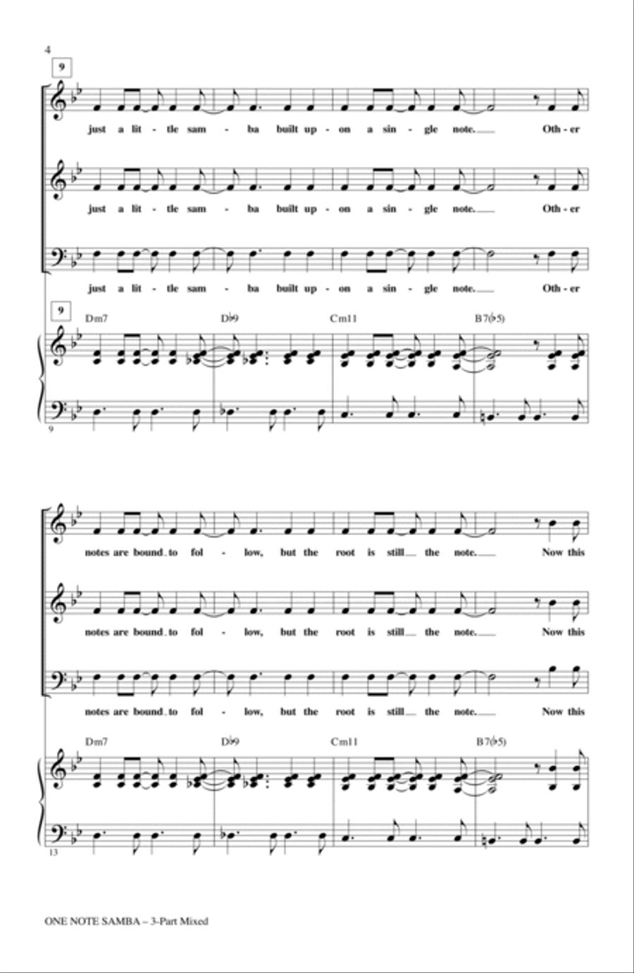 One Note Samba (Samba De Uma Nota So) 3-Part scores gallery preview page 2