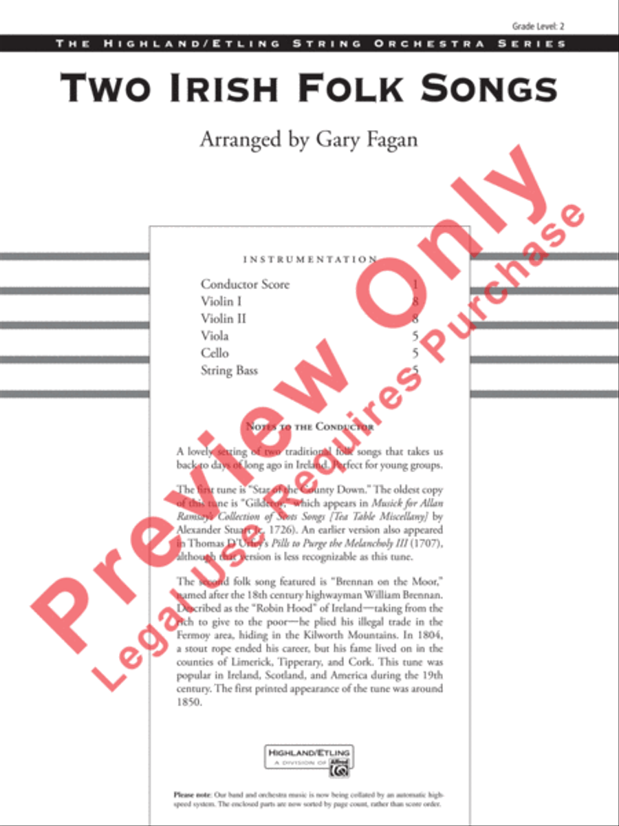 Two Irish Folk Songs String Orchestra scores gallery preview page 2