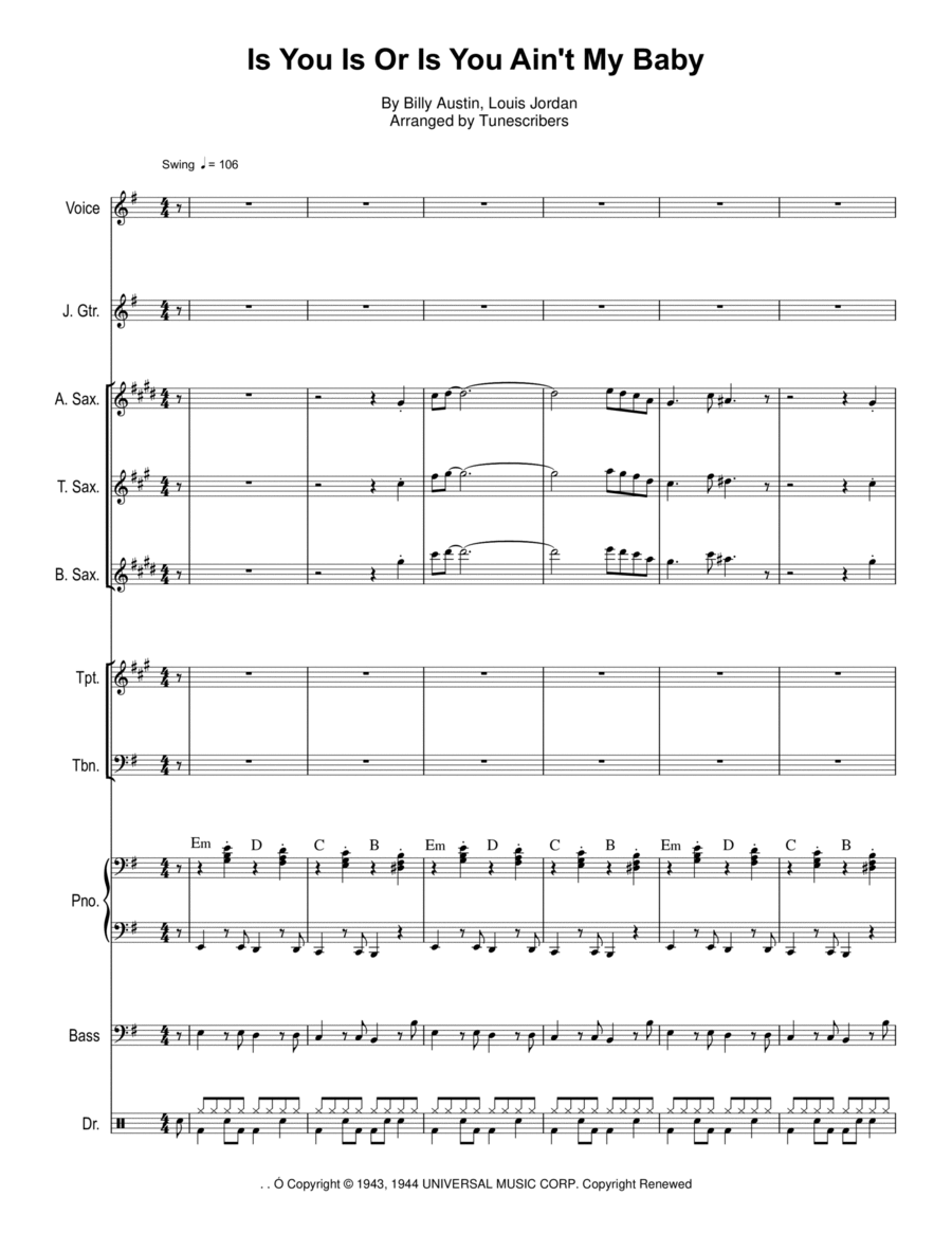 Is You Is Or Is You Ain't My Baby Jazz Ensemble scores gallery preview page 1