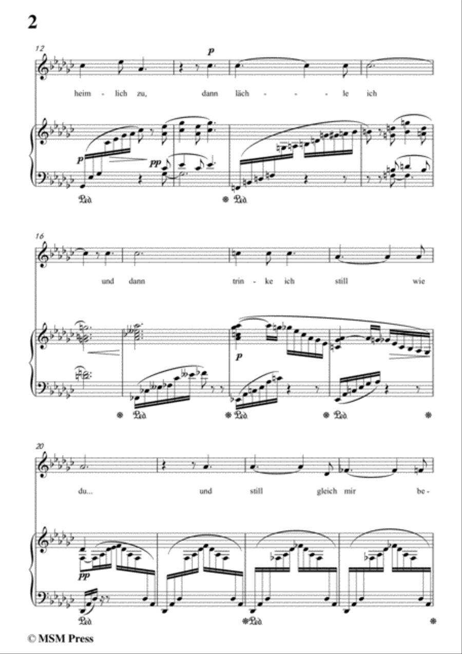 Richard Strauss-Heimliche Aufforderung in G flat Major,for Voice and Piano Voice Solo scores gallery preview page 4