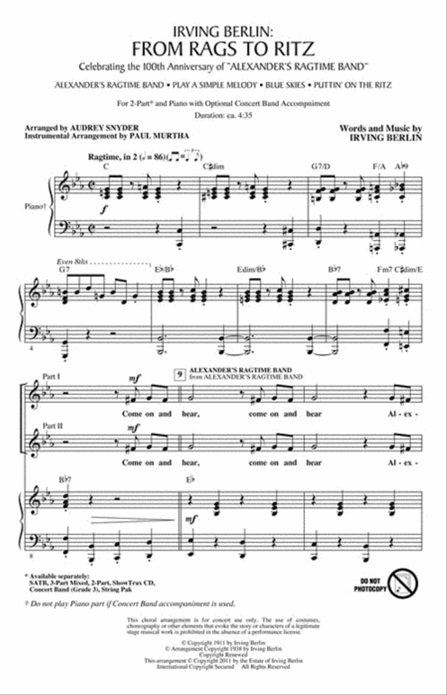 Irving Berlin: From Rags to Ritz 2-Part scores gallery preview page 2
