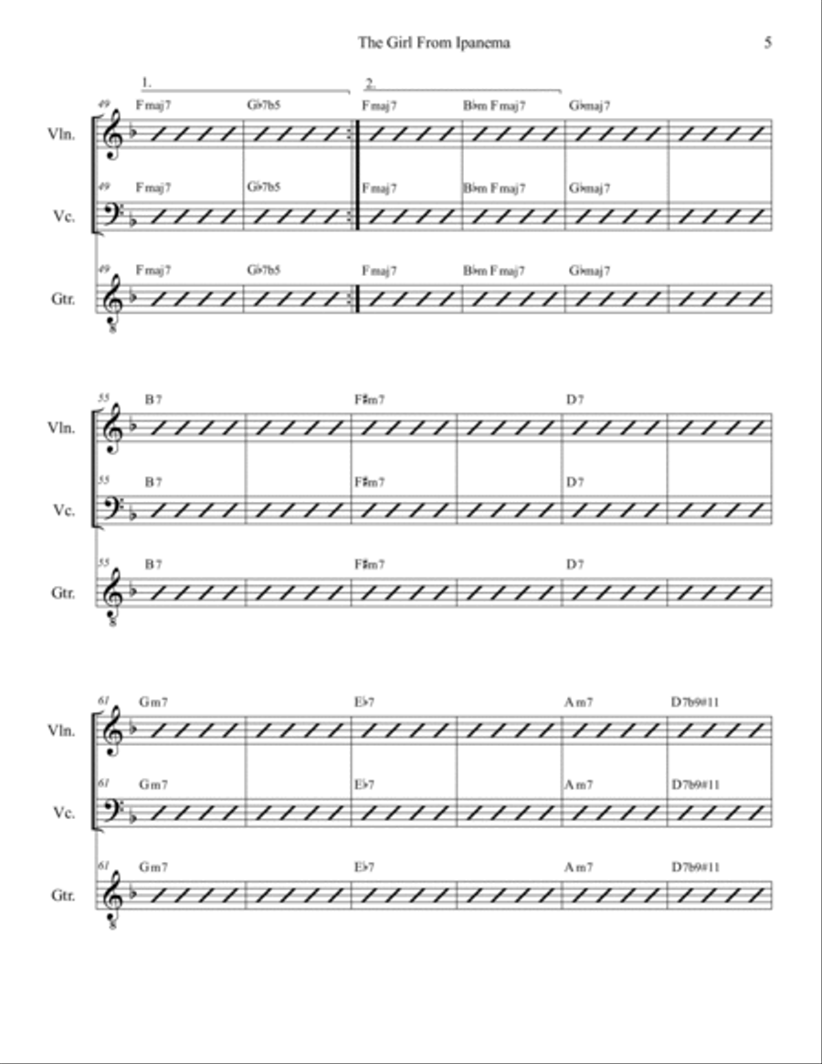 The Girl From Ipanema (garôta De Ipanema) Chamber Music scores gallery preview page 5