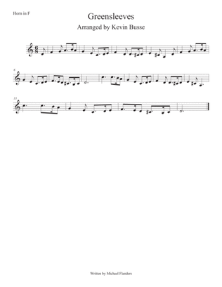 Greensleeves (Easy key of C) Horn in F