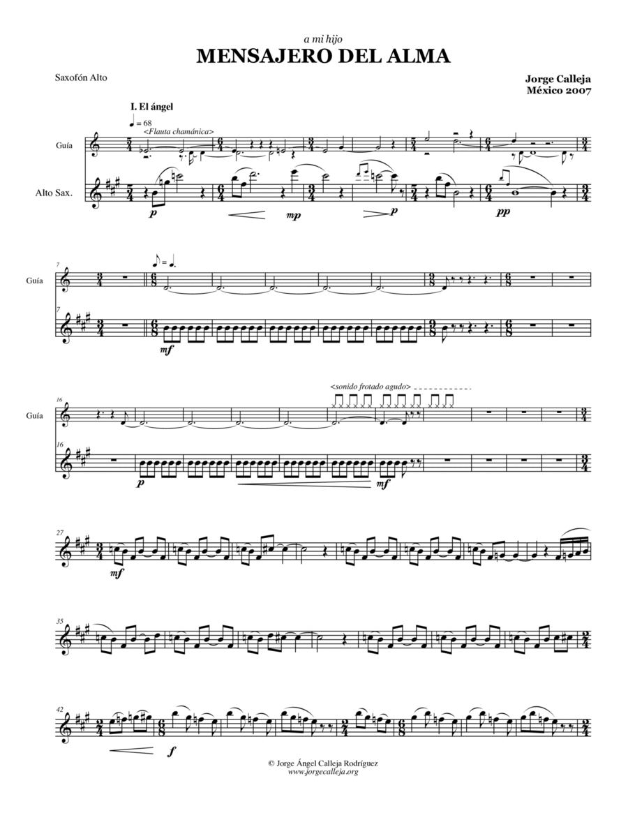 Mensajero del alma (Soul Messenger) Alto Saxophone scores gallery preview page 1