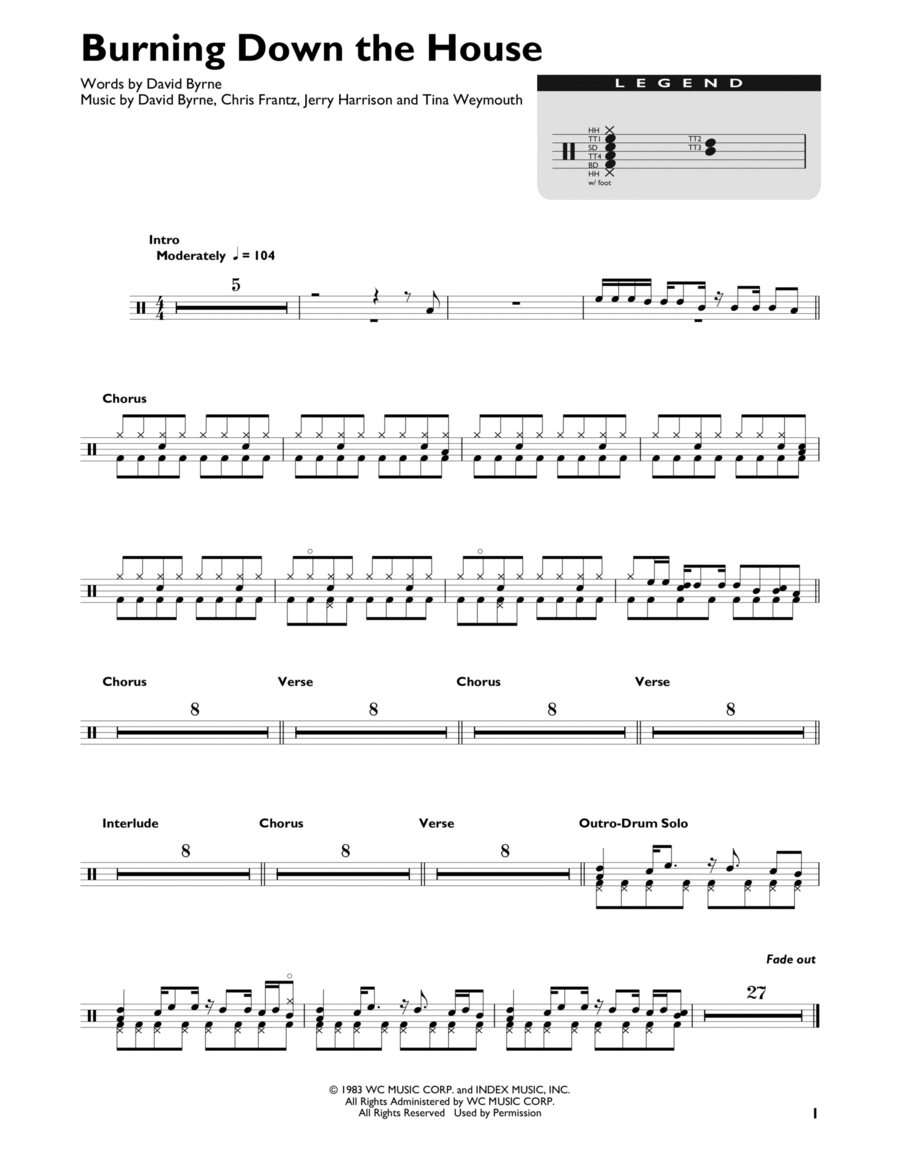 Burning Down The House Drum Set scores gallery preview page 1