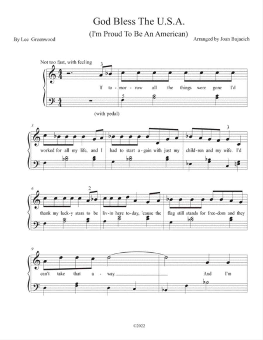 God Bless The U.s.a. Easy Piano scores gallery preview page 2