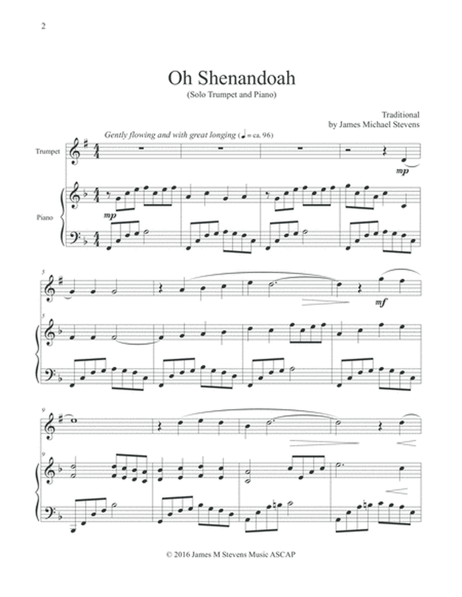 Oh Shenandoah - Solo Trumpet & Piano image number null