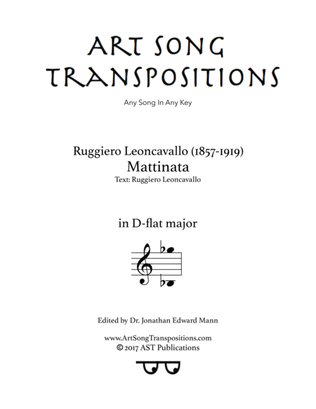 LEONCAVALLO: Mattinata (transposed to D-flat major)
