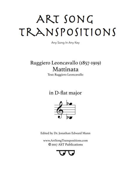 LEONCAVALLO: Mattinata (transposed to D-flat major)