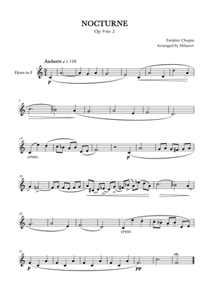 Book cover for Chopin Nocturne op. 9 no. 2 | Horn in F | B-flat Major | Easy beginner