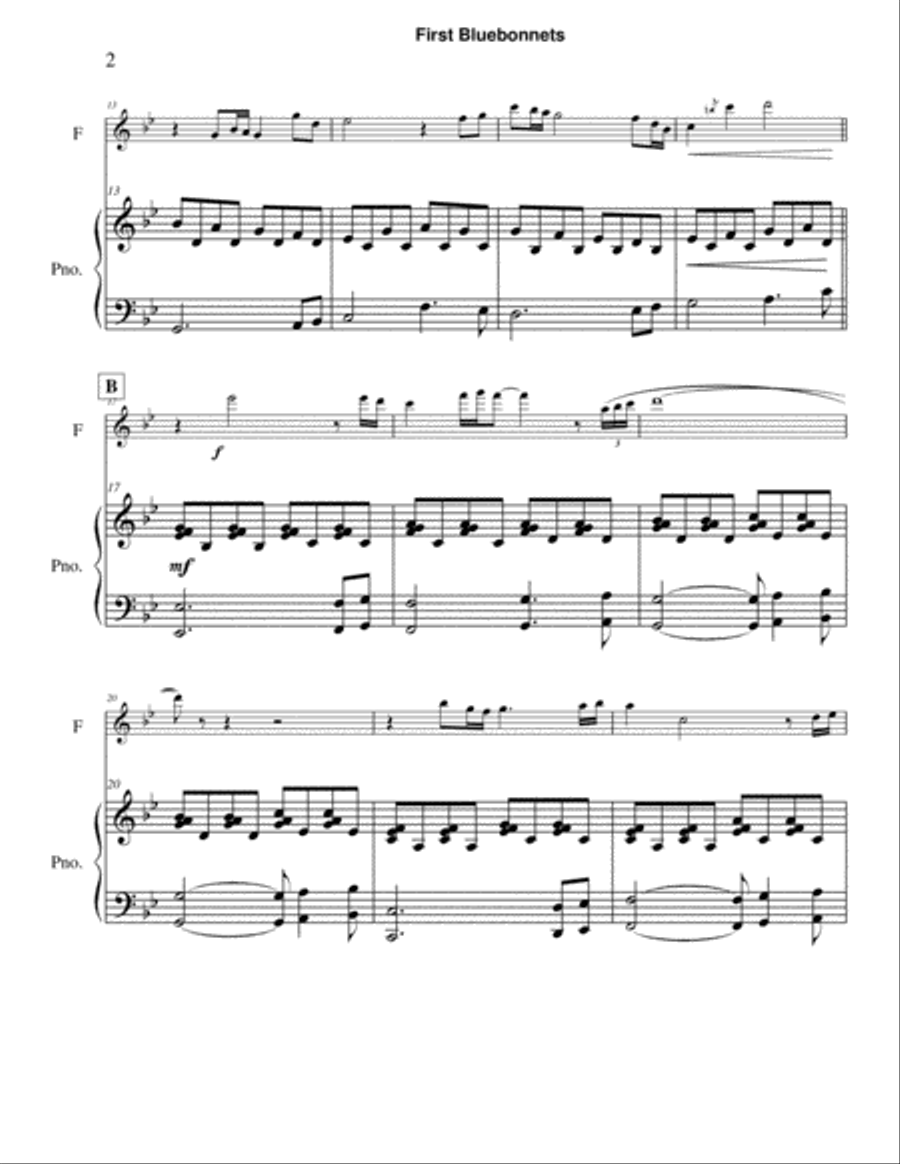 First Bluebonnets of Spring Flute Solo scores gallery preview page 2