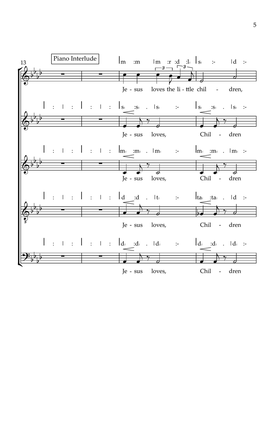 Jesus loves the little Children 4-Part scores gallery preview page 5