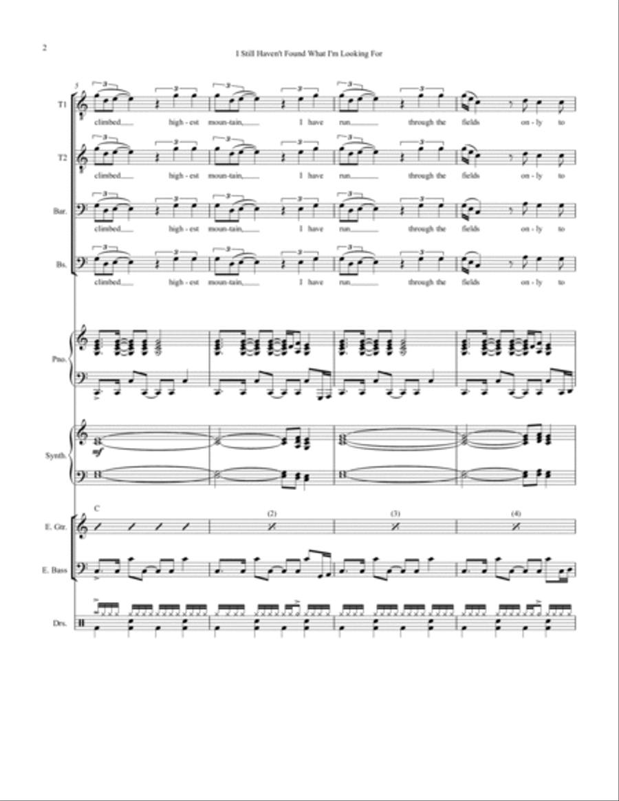 Still Haven't Found What I'm Looking For Small Ensemble scores gallery preview page 2