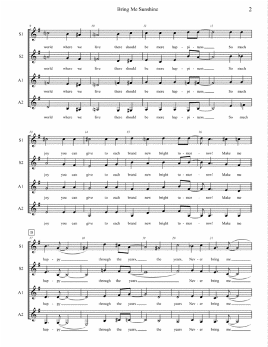 Bring Me Sunshine Bring Me Sunshine SSAA scores gallery preview page 2