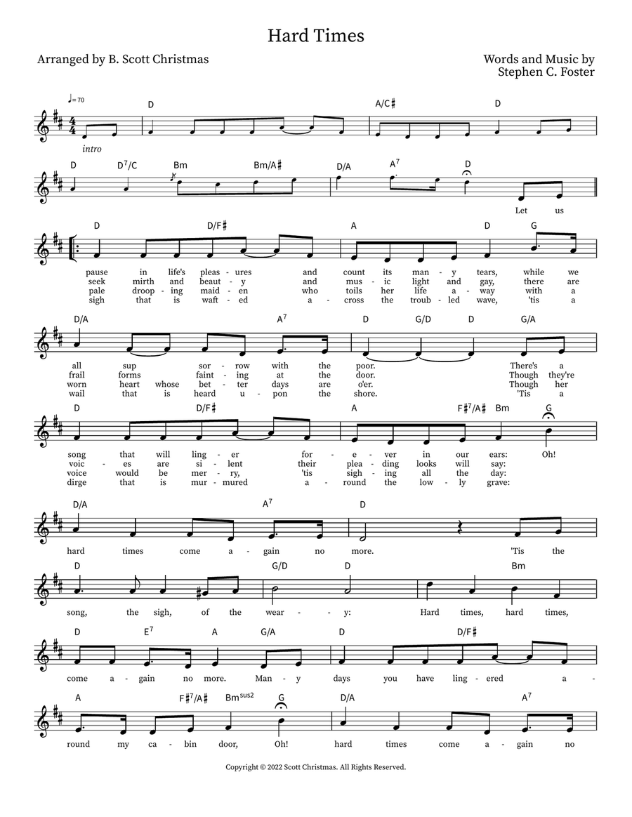 Hard Times Hard Times Piano Solo scores gallery preview page 1