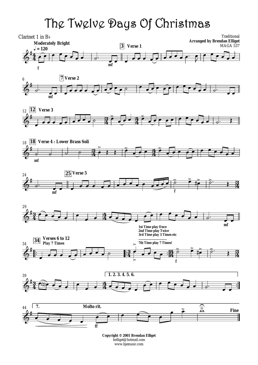 The Twelve Days of Christmas - Concert Band Score and Parts PDF Concert Band scores gallery preview page 4