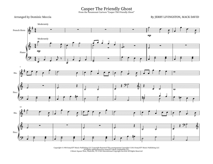 Casper The Friendly Ghost Brass Duet scores gallery preview page 1