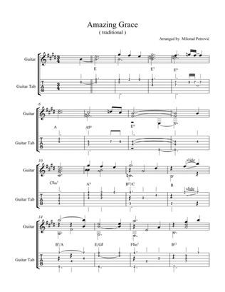 Amazing Grace For Acoustic Guitar Solo ( Fingerstyle) Sheet Music And Tab