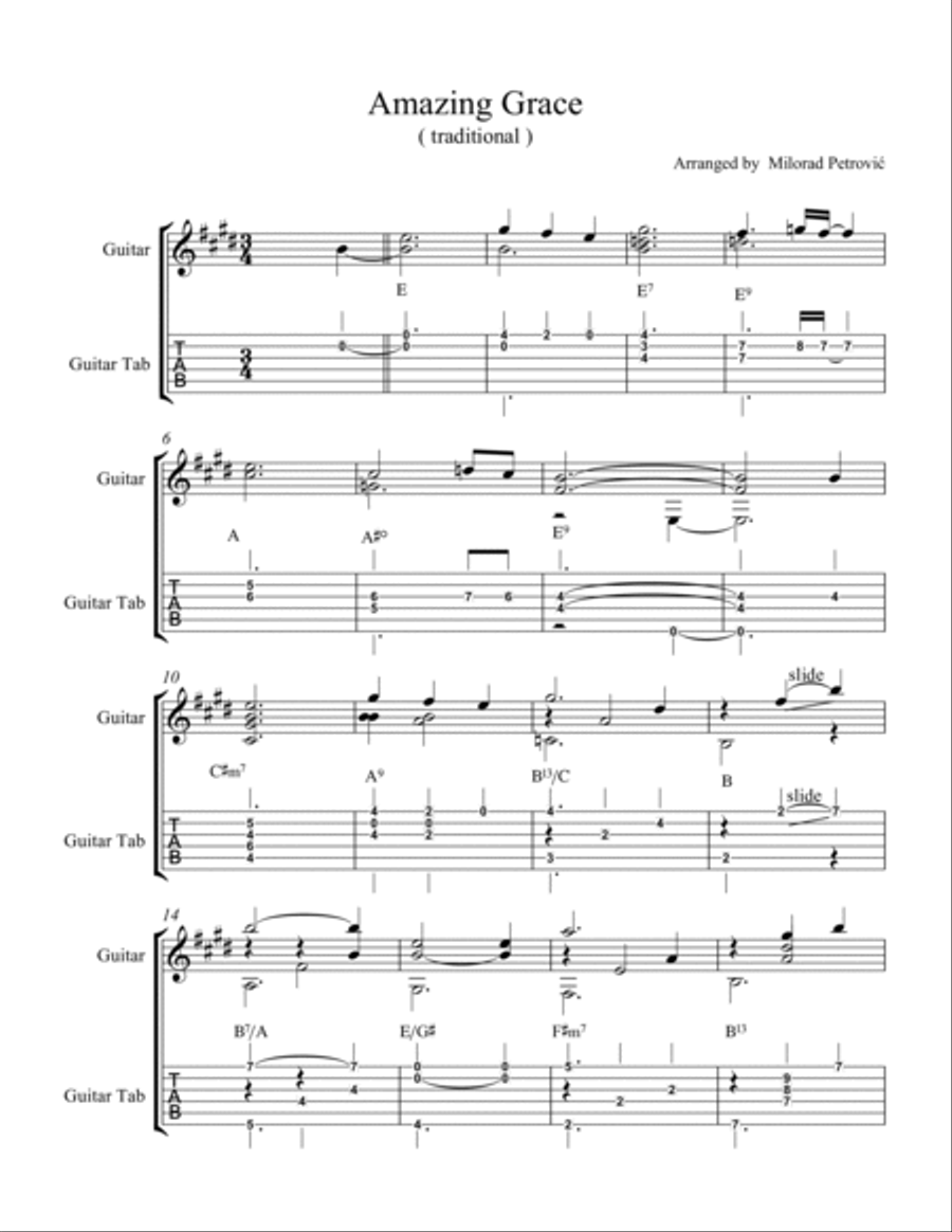 Amazing Grace For Acoustic Guitar Solo ( Fingerstyle) Sheet Music And Tab Amazing Grace For Acoustic Guitar Solo ( Fingerstyle) Sheet Music And Tab Acoustic Guitar scores gallery preview page 1