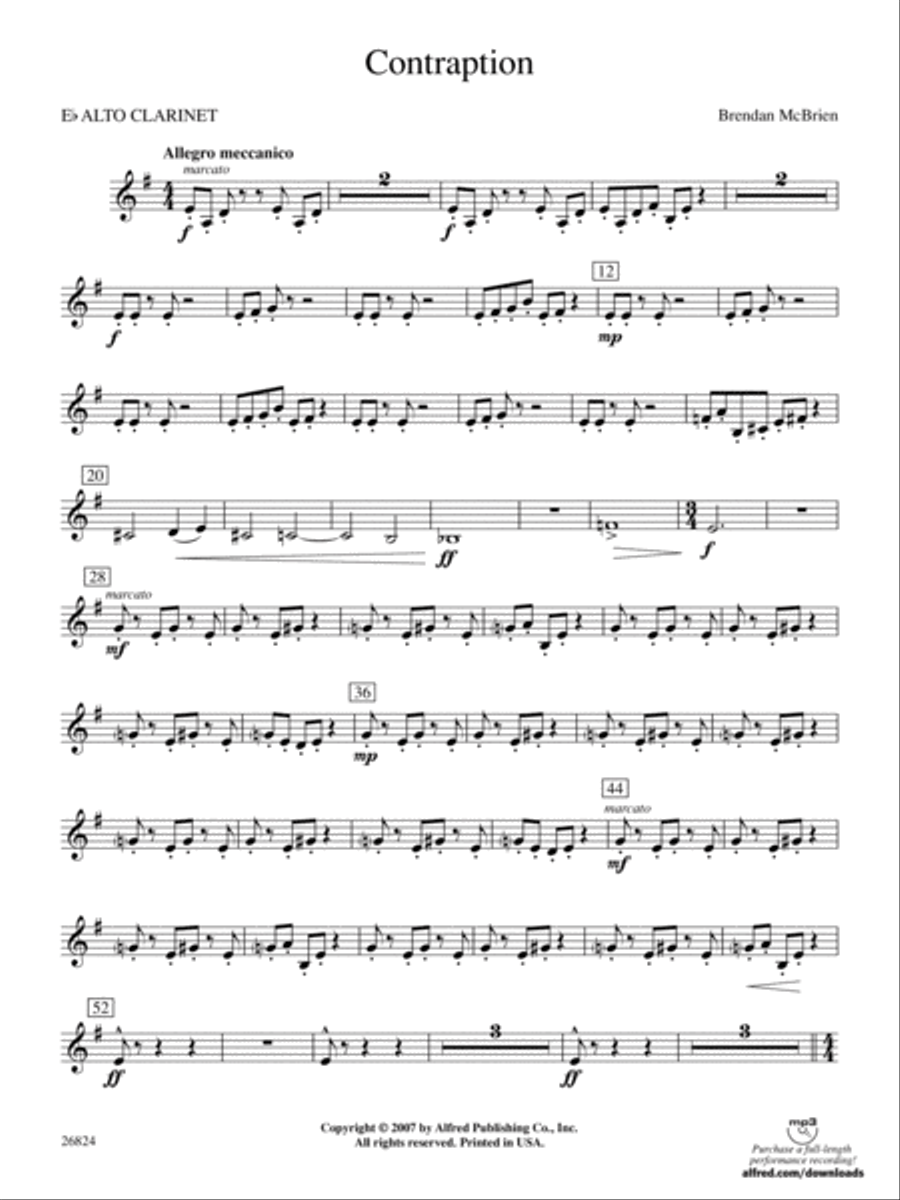 Contraption: E-flat Alto Clarinet Concert Band scores gallery preview page 1